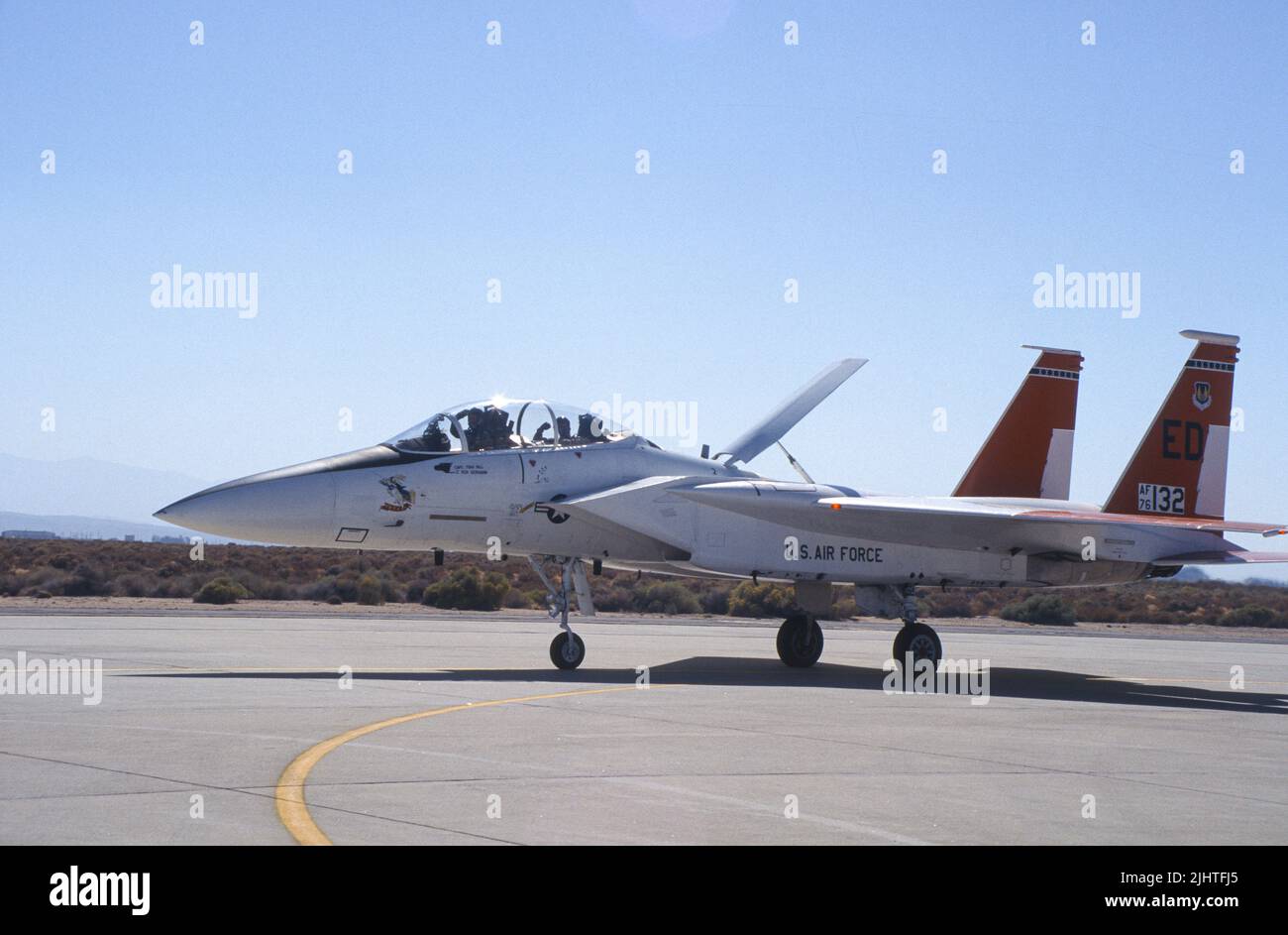 F-15 Taxis at Edwards Air Force Base Stock Photo