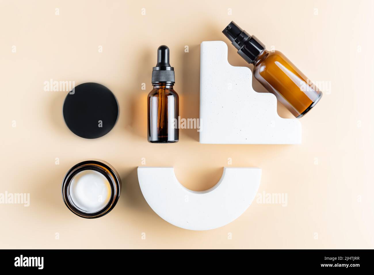 Cosmetics mockup. Set of skin care products for aging skin with