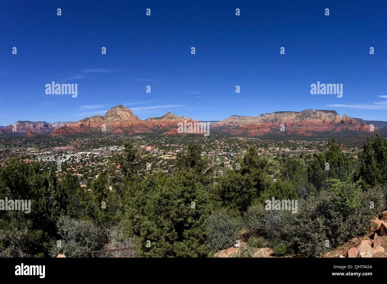 A view from a distance of Sedona, Arizona. Stock Photo