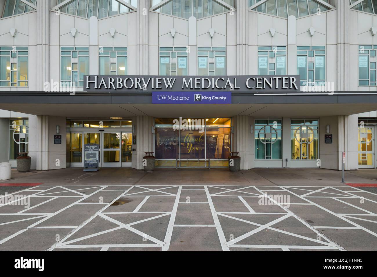 Seattle - July 17, 2022; Entrance to Harborview Medical Center and trauma one hospital in Seattle Stock Photo