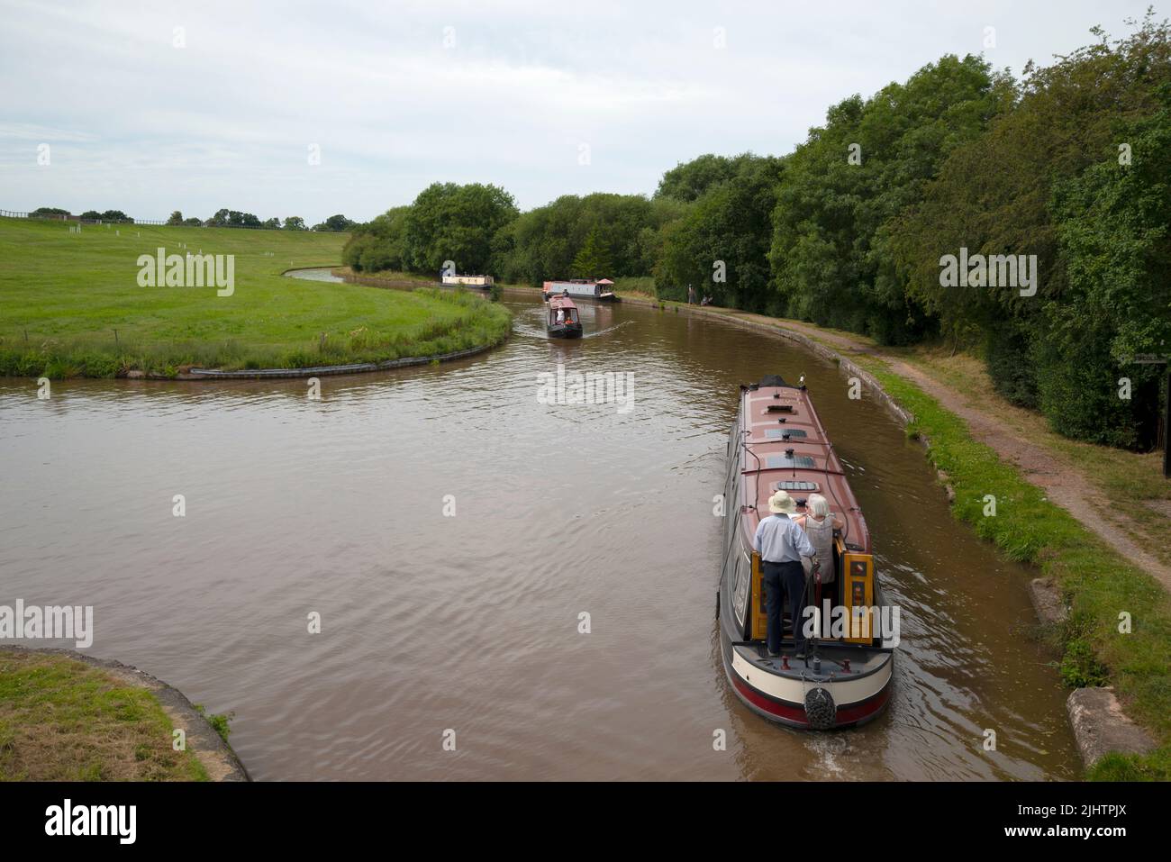 Junction between the Shropshire Union canal and the Llangollen canal at Hurleston locks. Stock Photo
