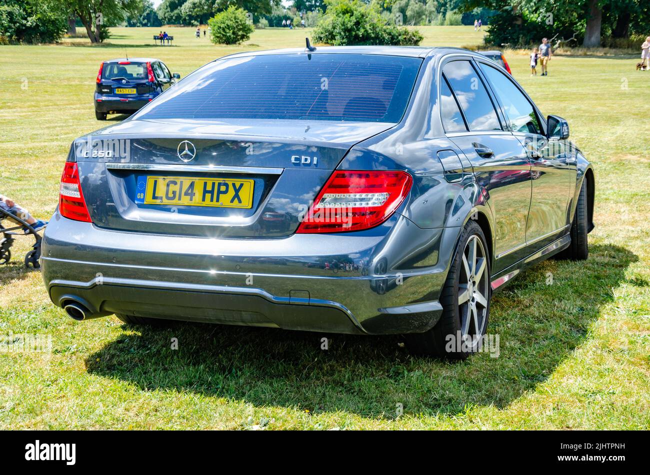 Rear view of a 2014 Mercedes C250 CDI at The Berkshire Motor Show in Reading, UK Stock Photo