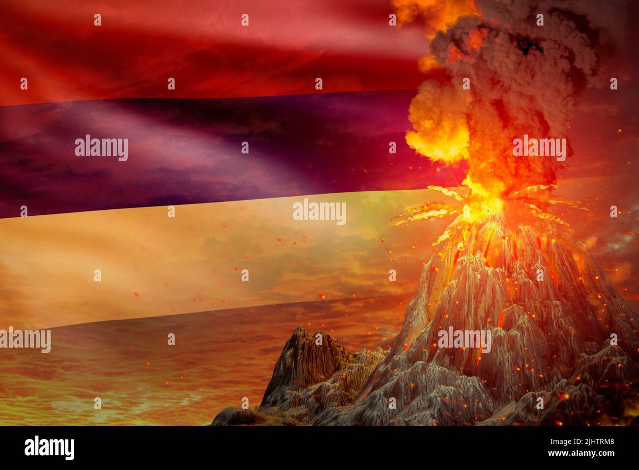 an impressive dangerous volcano exploding scene anime manga art Stock  Illustration  Adobe Stock