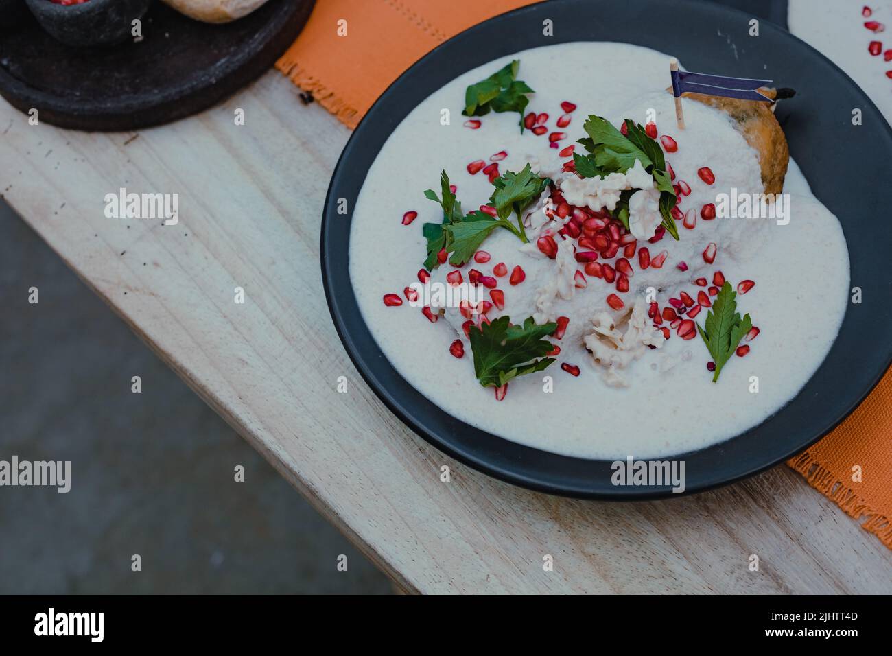Chile en Nogada, traditional Mexican cuisine in Puebla Stock Photo