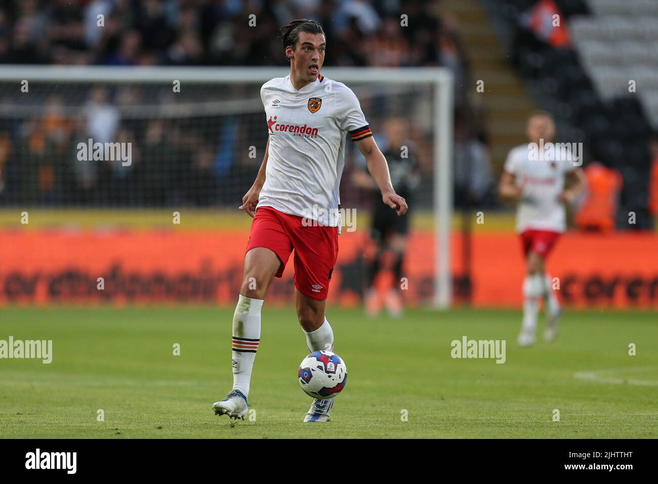 Hull, UK. 20th July, 2022. Jacob Greaves #4 of Hull City in action during the game in Hull, United Kingdom on 7/20/2022. (Photo by David Greaves/News Images/Sipa USA) Credit: Sipa USA/Alamy Live News Stock Photo