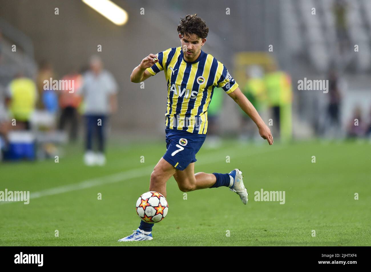 Lodz, Poland. 20th July, 2022. Ferdi Kadioglu during the UEFA Champions League Second Qualifying Round First Leg match between Dynamo Kyiv and Fenerbahce at LKS Stadium on July 20, 2022 in Lodz, Poland. (Photo by PressFocus/Sipa USA)France OUT, Poland OUT Credit: Sipa USA/Alamy Live News Stock Photo