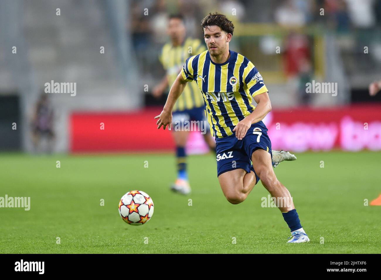 Lodz, Poland. 20th July, 2022. Ferdi Kadioglu during the UEFA Champions League Second Qualifying Round First Leg match between Dynamo Kyiv and Fenerbahce at LKS Stadium on July 20, 2022 in Lodz, Poland. (Photo by PressFocus/Sipa USA)France OUT, Poland OUT Credit: Sipa USA/Alamy Live News Stock Photo