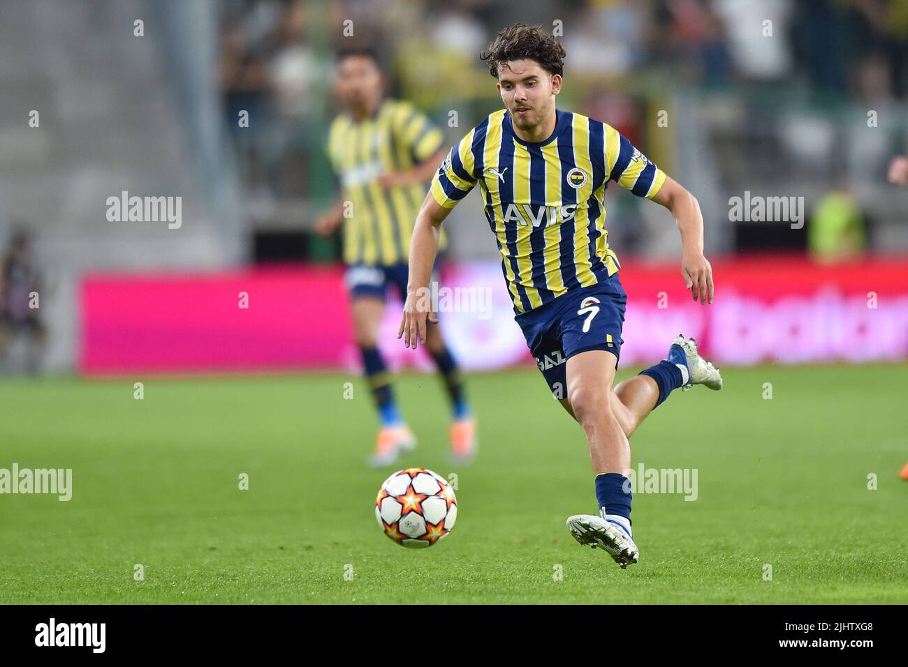 Lodz, Poland. 20th July, 2022. Ferdi Kadioglu during the UEFA Champions League Second Qualifying Round First Leg match between Dynamo Kyiv and Fenerbahce at LKS Stadium on July 20, 2022 in Lodz, Poland. (Photo by PressFocus/Sipa USA)France OUT, Poland OUT Credit: Sipa USA/Alamy Live News Stock Photo