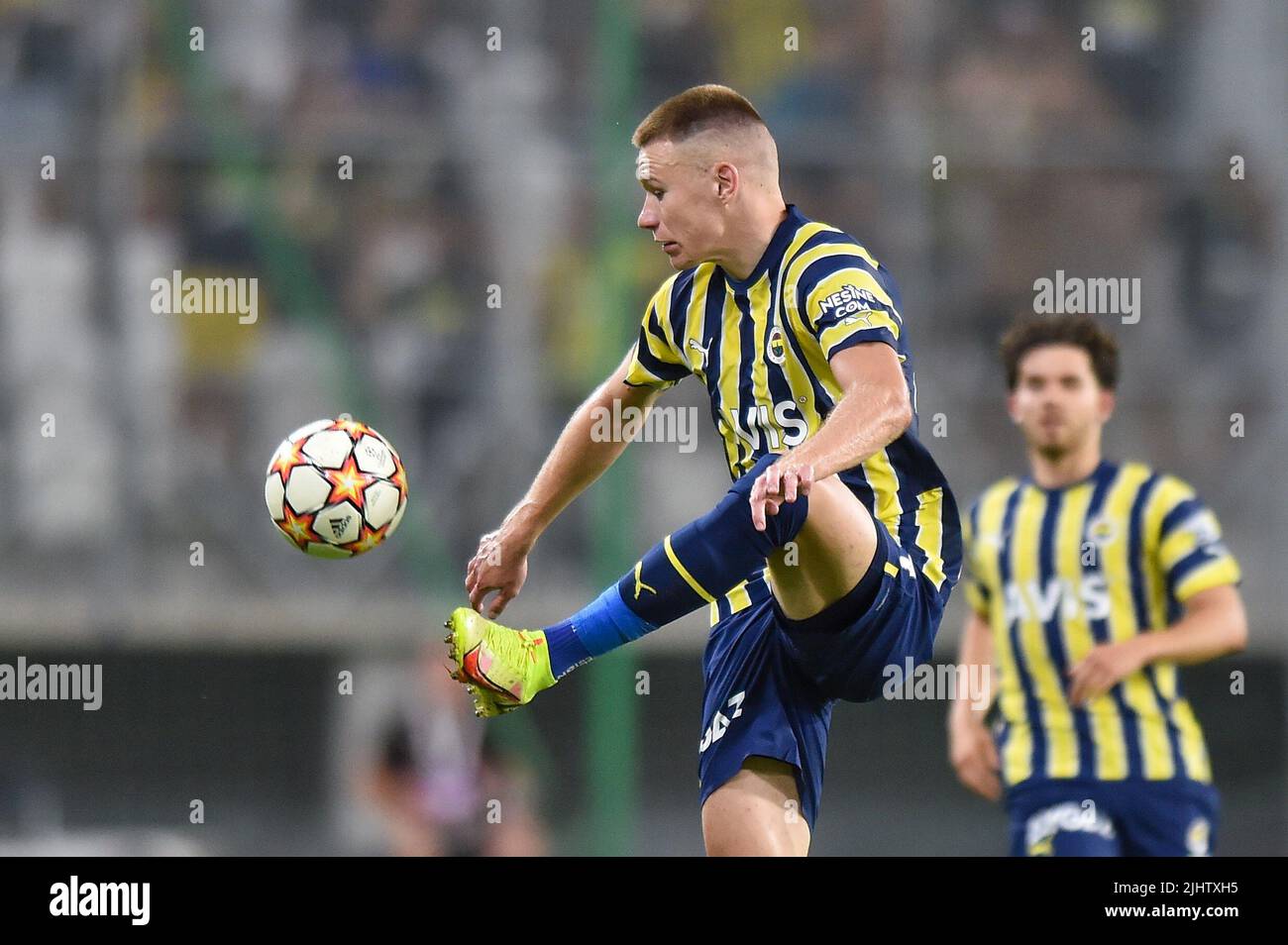 Lodz, Poland. 20th July, 2022. Attila Szalai during the UEFA Champions League Second Qualifying Round First Leg match between Dynamo Kyiv and Fenerbahce at LKS Stadium on July 20, 2022 in Lodz, Poland. (Photo by PressFocus/Sipa USA)France OUT, Poland OUT Credit: Sipa USA/Alamy Live News Stock Photo