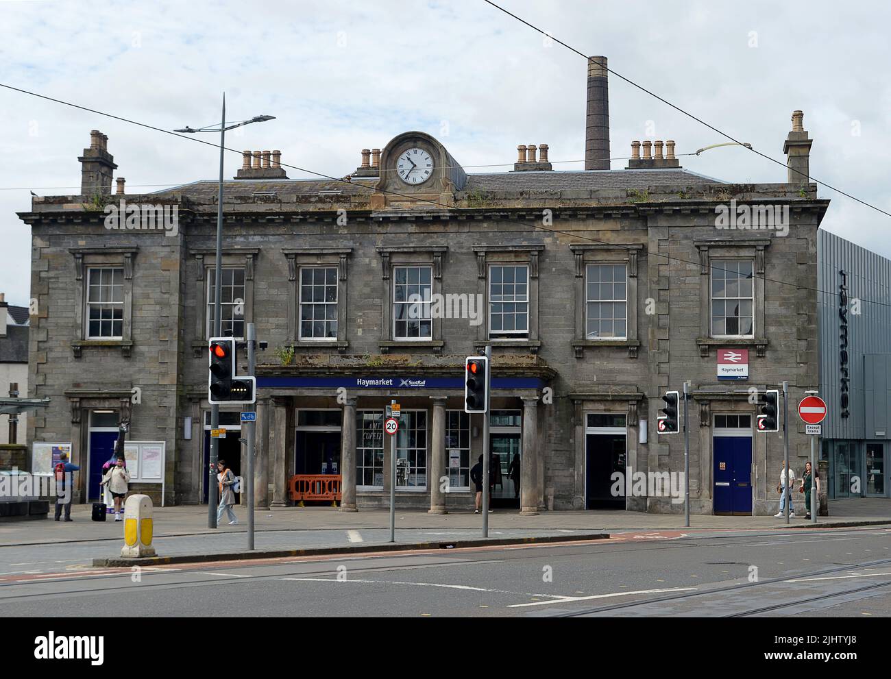 EDINBURGH, SCOTLAND - 12 JULY 2022: The old entrance to Haymarket Station. the first railway station in Edinburgh, originally the terminus of the Edin Stock Photo