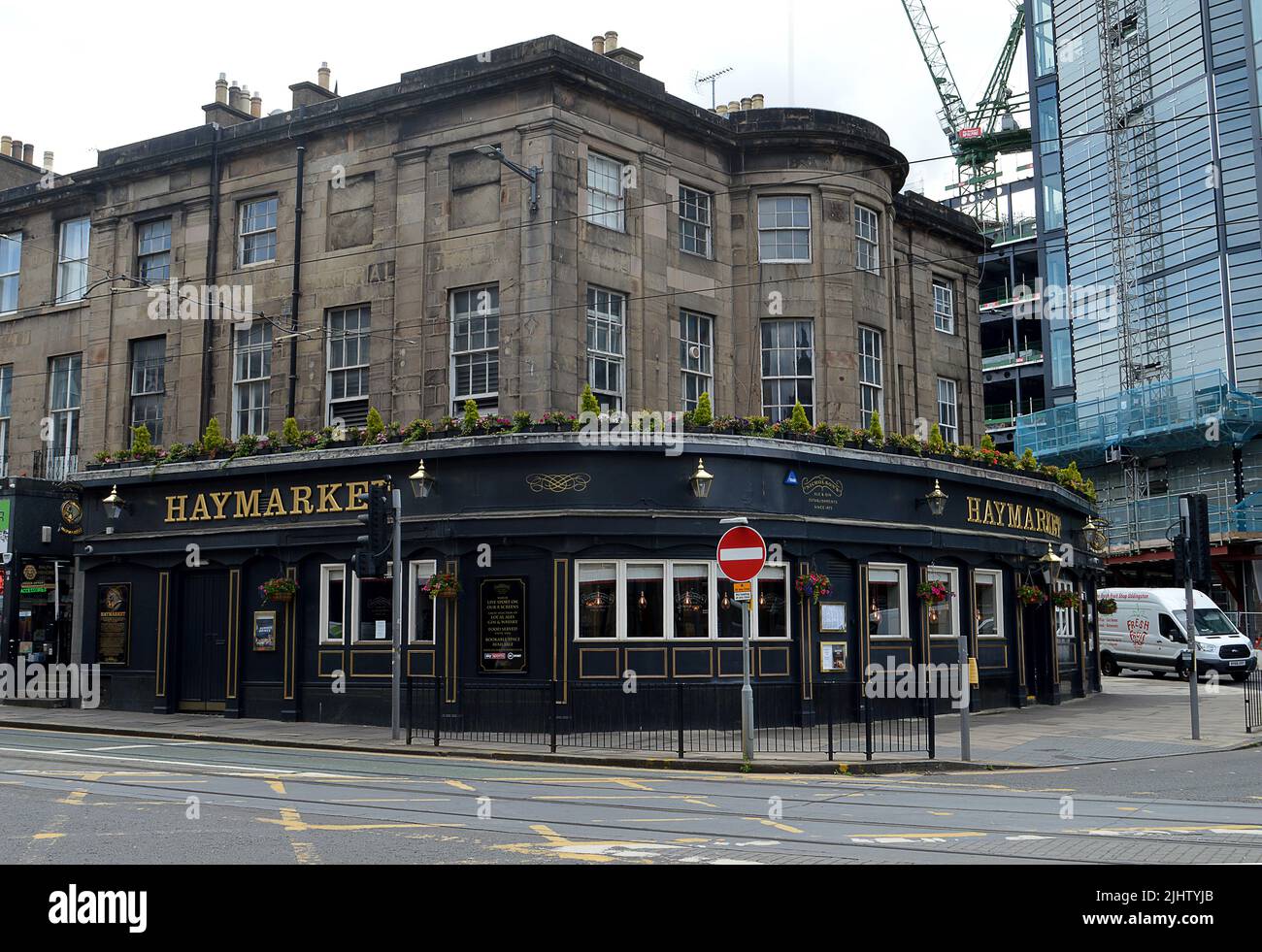 EDINBURGH, SCOTLAND - 12 JULY 2022: The Haymarket Bar built in late Georgian, early Victorian style on the corner opposite old entrance to station. Stock Photo