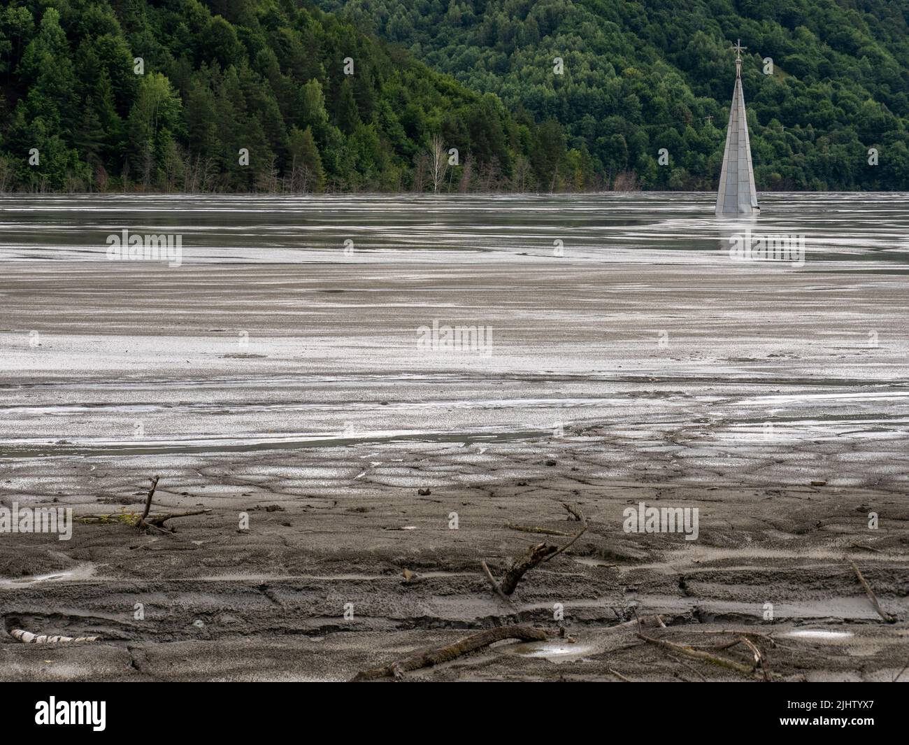 the church sunk in the tailings of Geamana, Romania, Alba county, july 2022 Stock Photo