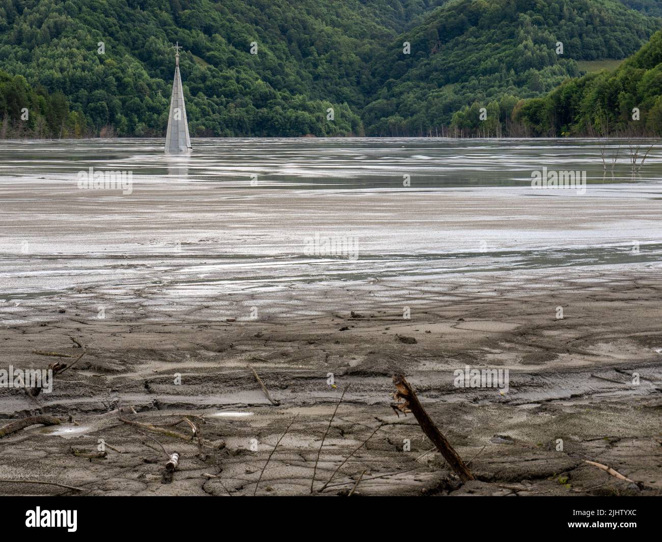 the church sunk in the tailings of Geamana, Romania, Alba county, july 2022 Stock Photo