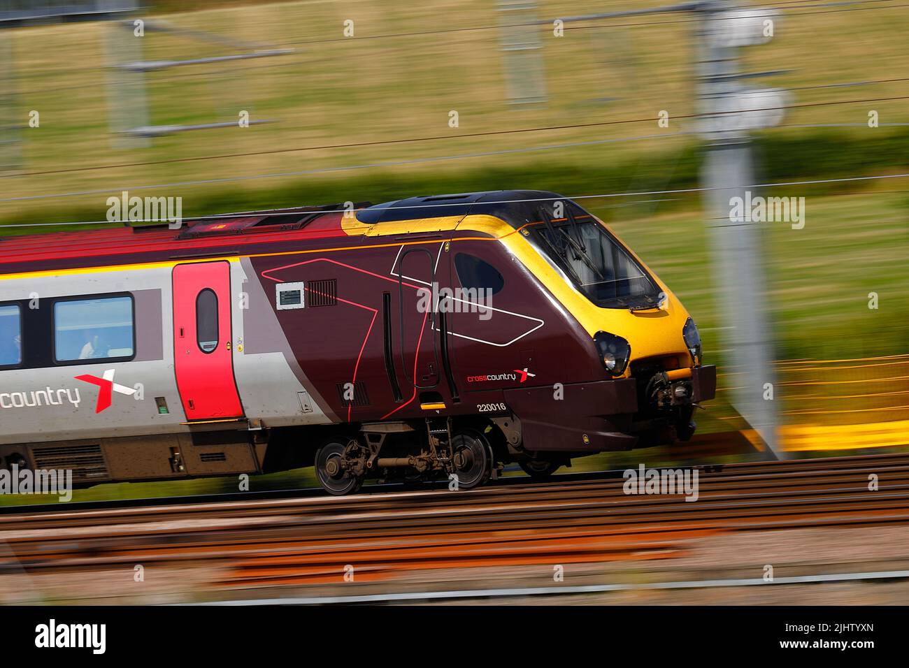 A British Rail Class 220 Voyager train seen here passing through Colton Junction near York,North Yorkshire,UK Stock Photo