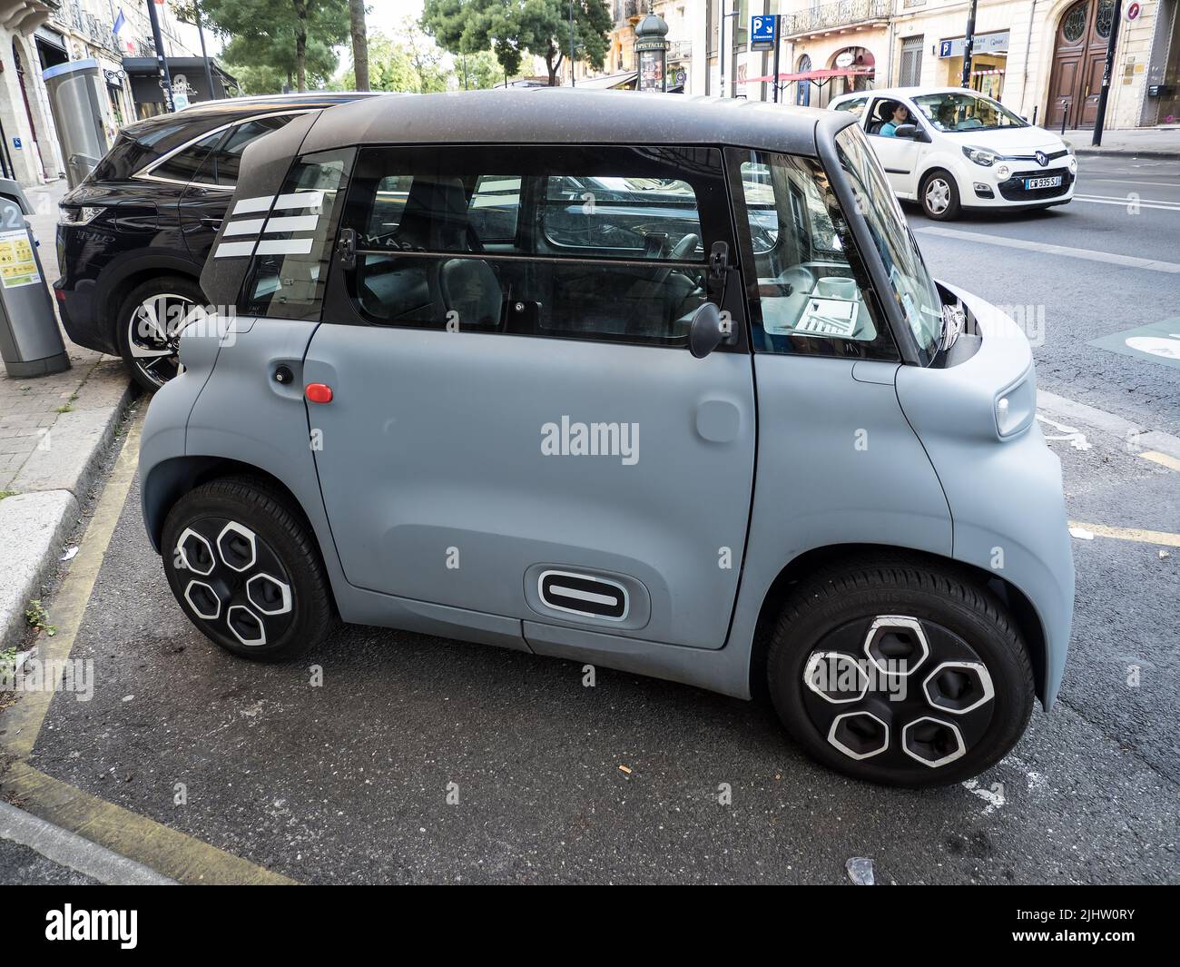 Electric vehicle at a charging station, Bordeaux, France Stock Photo