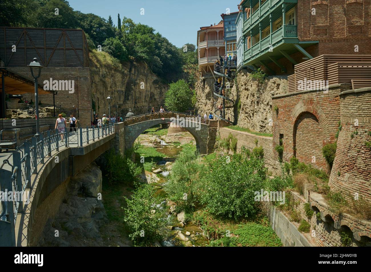 Abanotubani district in Old Tbilisi, Georgia where most of the Sulphur baths are located day light view. Stock Photo