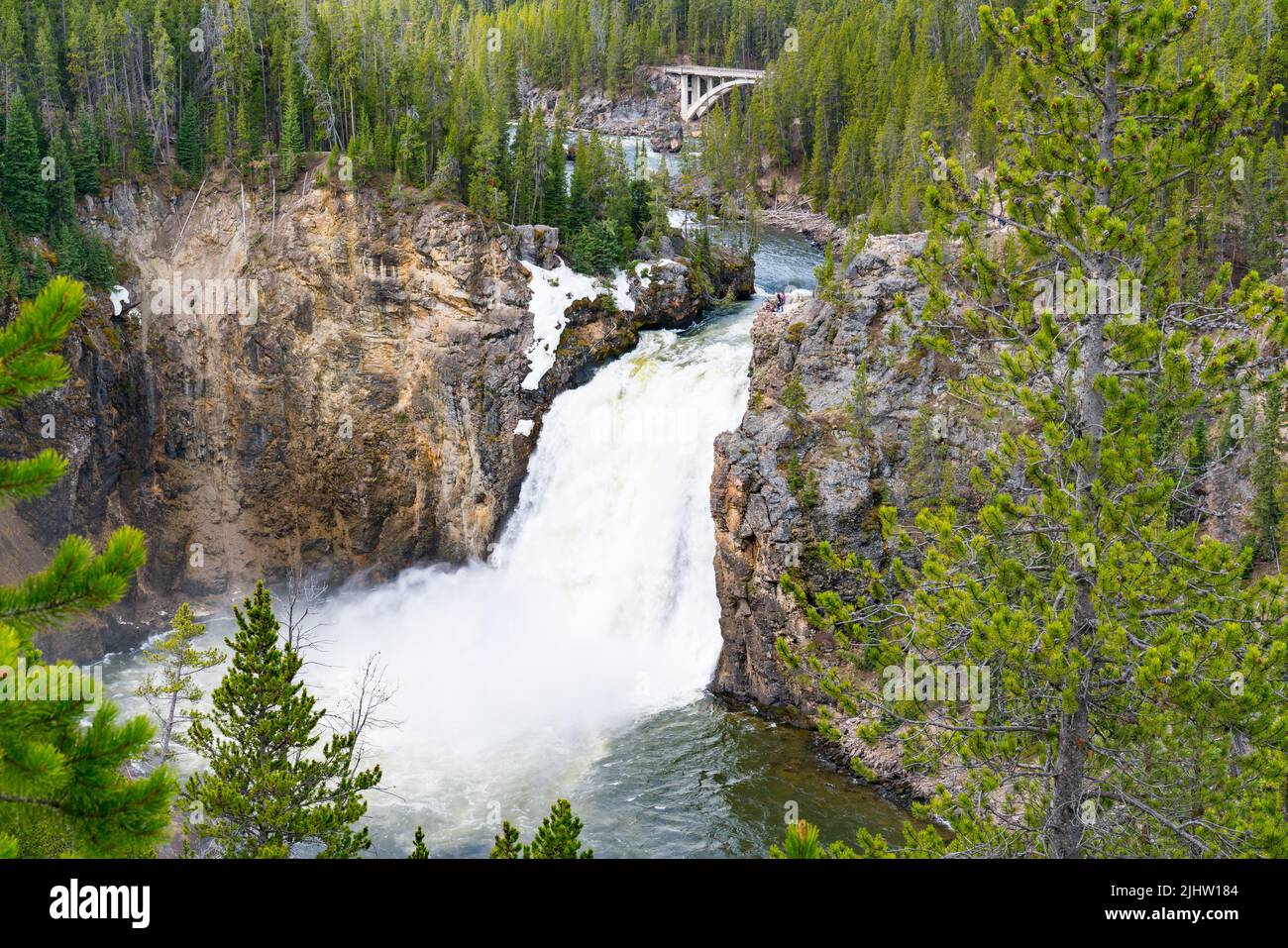Upper Falls of the Yellowstone River in Yellowstone National Park, Wyoming Stock Photo