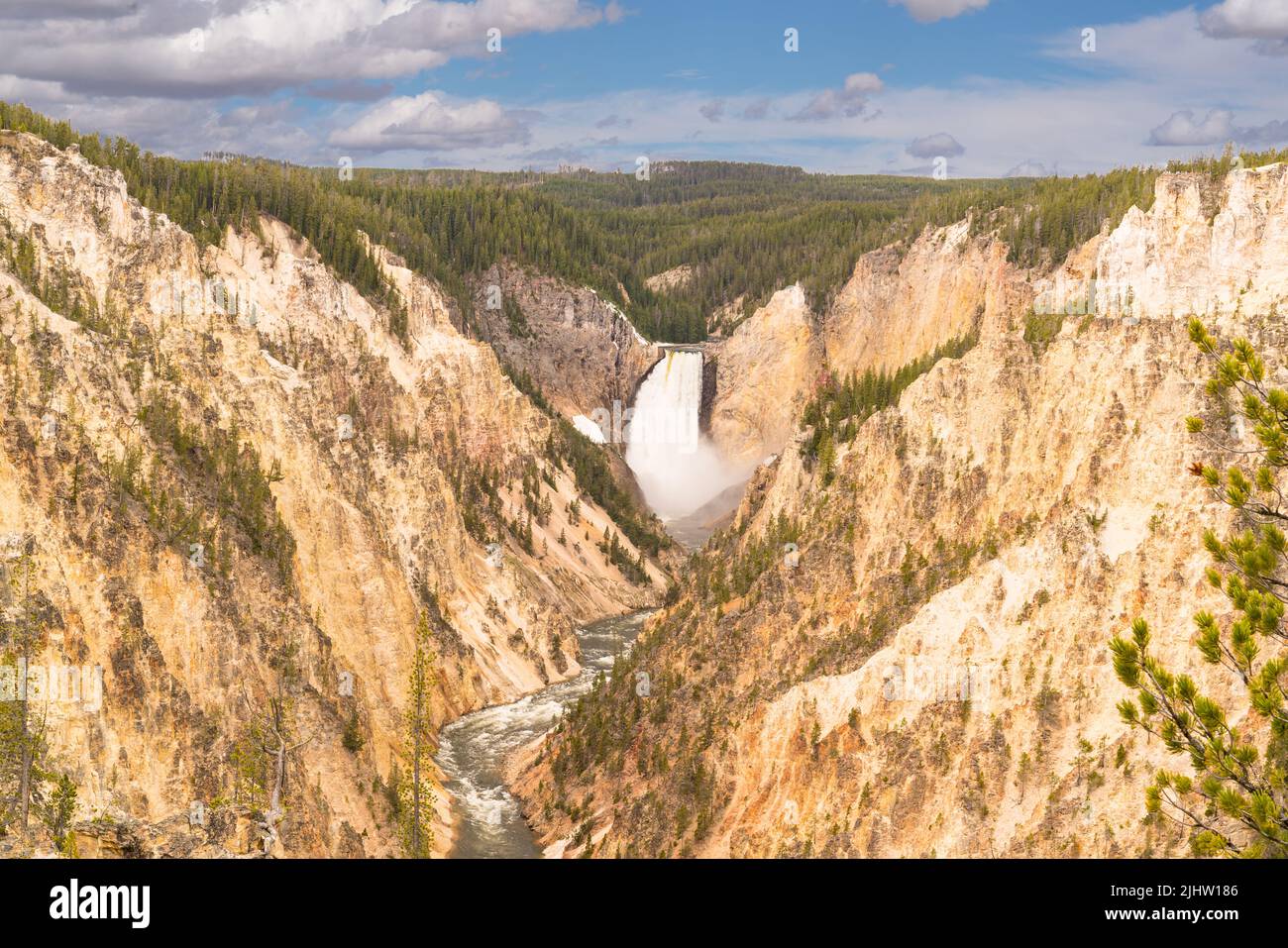 Lower Falls of the Yellowstone River in Yellowstone National Park, Wyoming Stock Photo