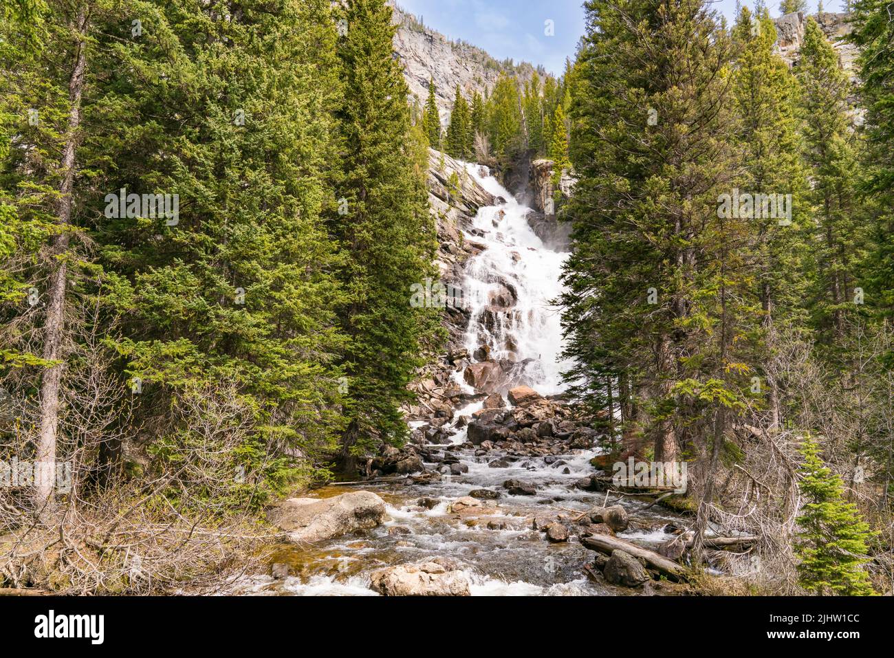 Hidden Falls near Jenny Lake n Grand Teton National Park, Wyoming Stock Photo