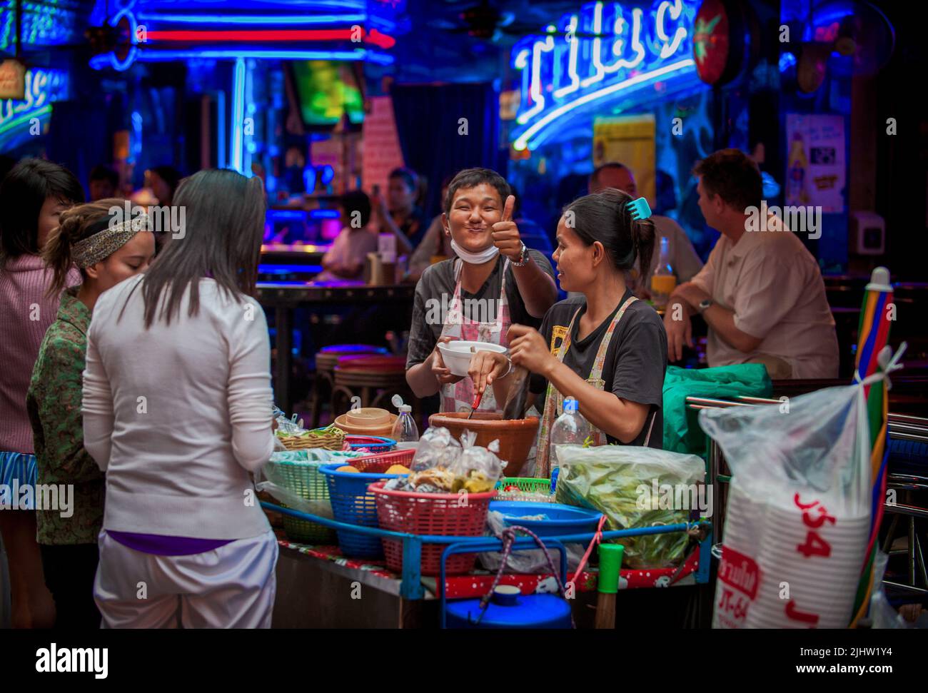 Vendors sell street food in Bangkok, Thailand Stock Photo Alamy