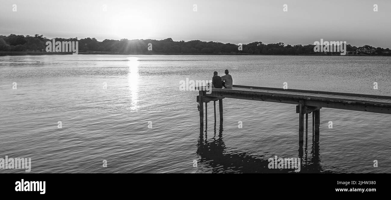 Golden sunset boat Black and White Stock Photos & Images - Alamy