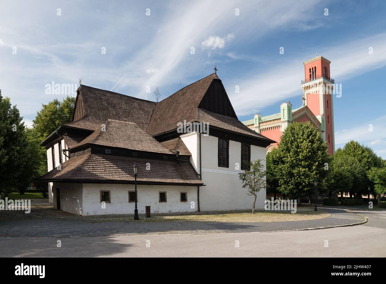 Wooden evangelical articular church, Kezmarok, Slovakia. UNESCO world heritage site Stock Photo