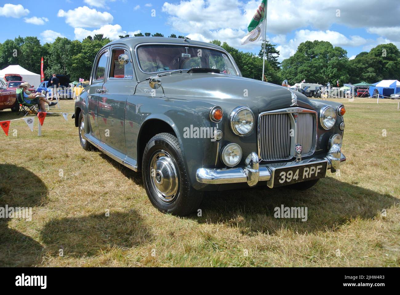 A 1960 Rover 100 parked on display at the 47th Historic Vehicle Gathering classic car show, Powderham, Devon, England, UK. Stock Photo
