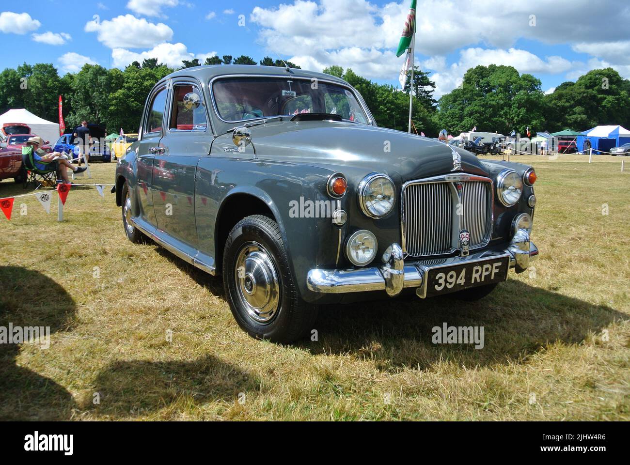 A 1960 Rover 100 parked on display at the 47th Historic Vehicle Gathering classic car show, Powderham, Devon, England, UK. Stock Photo