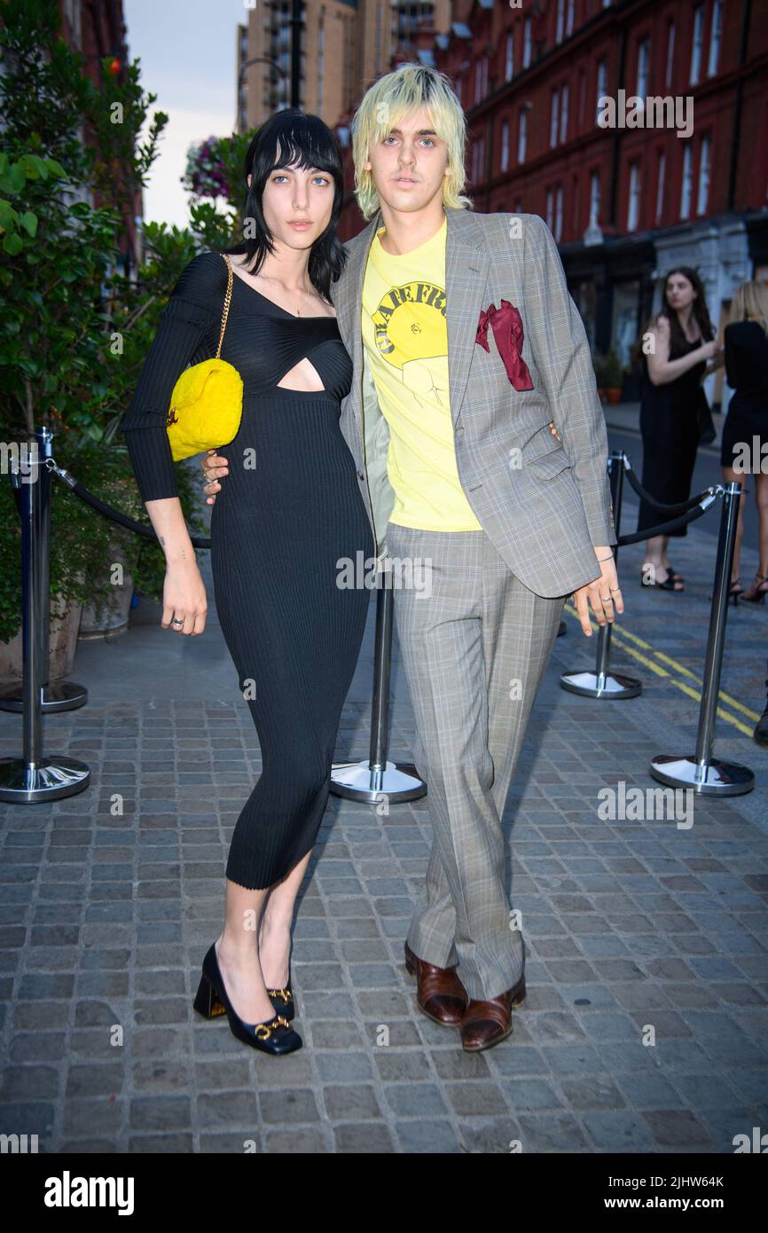 London, UK. 20 July 2022. Devon Ross and Earl Cave attending the British Vogue and self-portrait Summer Party, at the Chiltern Firehouse in London. Picture date: Wednesday July 20, 2022. Photo credit should read: Matt Crossick/Empics/Alamy Live News Stock Photo