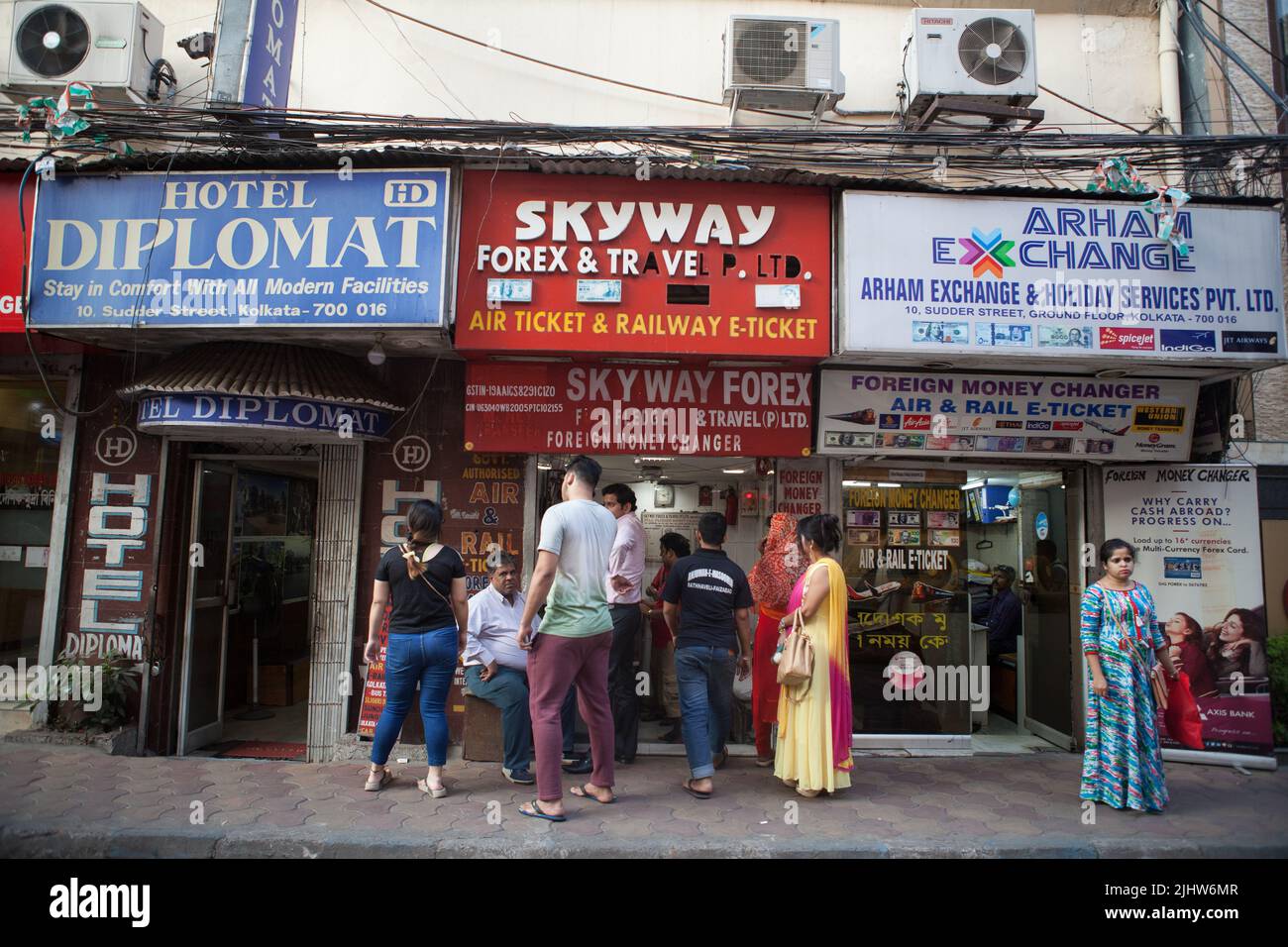 Travel agent, Money Excange & Hotel on Sudder Street, Kolkata Stock