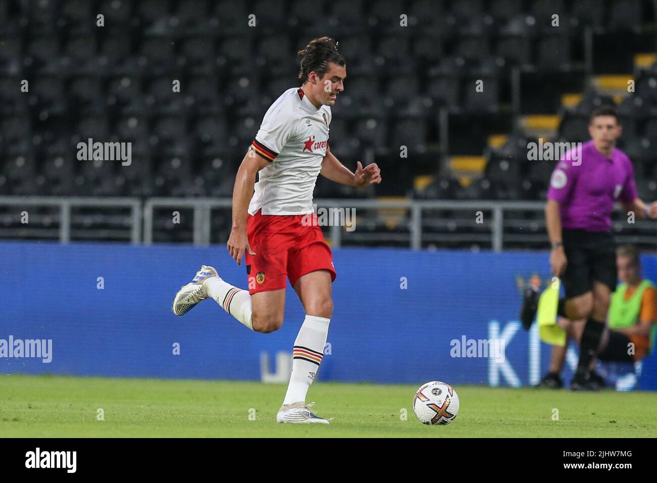 Hull, UK. 20th July, 2022. Jacob Greaves #4 of Hull City in action during the game in Hull, United Kingdom on 7/20/2022. (Photo by David Greaves/News Images/Sipa USA) Credit: Sipa USA/Alamy Live News Stock Photo