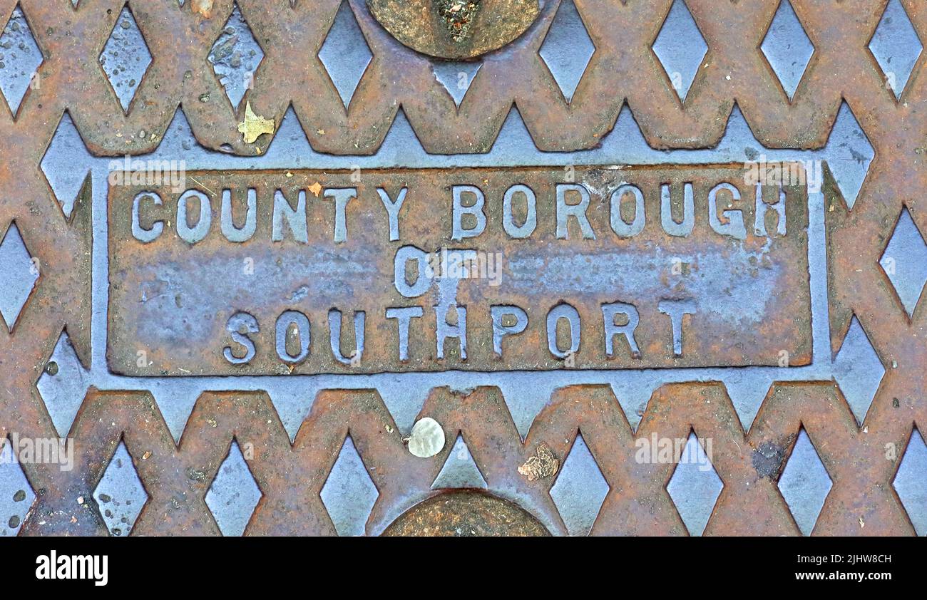 County Borough of Southport steel grid, Southport, Merseyside, Lancashire, England, UK Stock Photo