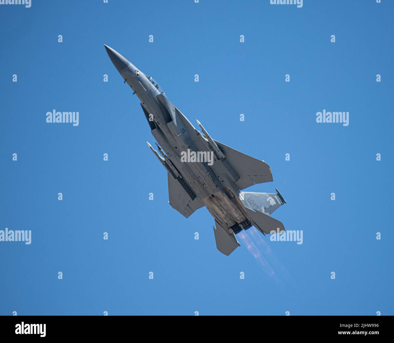 A U.S. Air Force F15 Eagle flies over Klamath Falls, Oregon, June 25