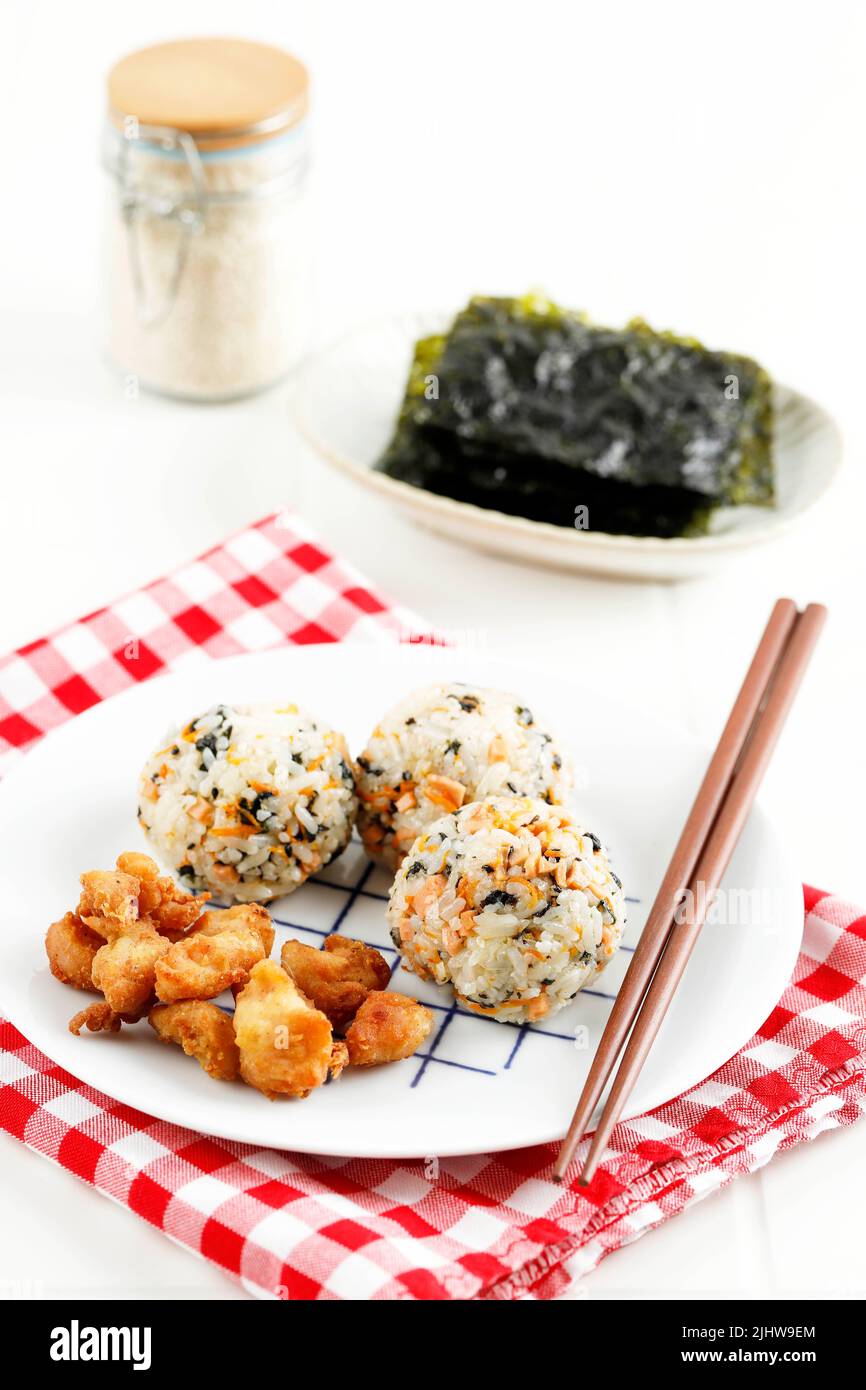 Korean Rice Ball Called Chu Mok Bab or Jumeokbap. Famous Traditional Korean Food, Rice Mixed