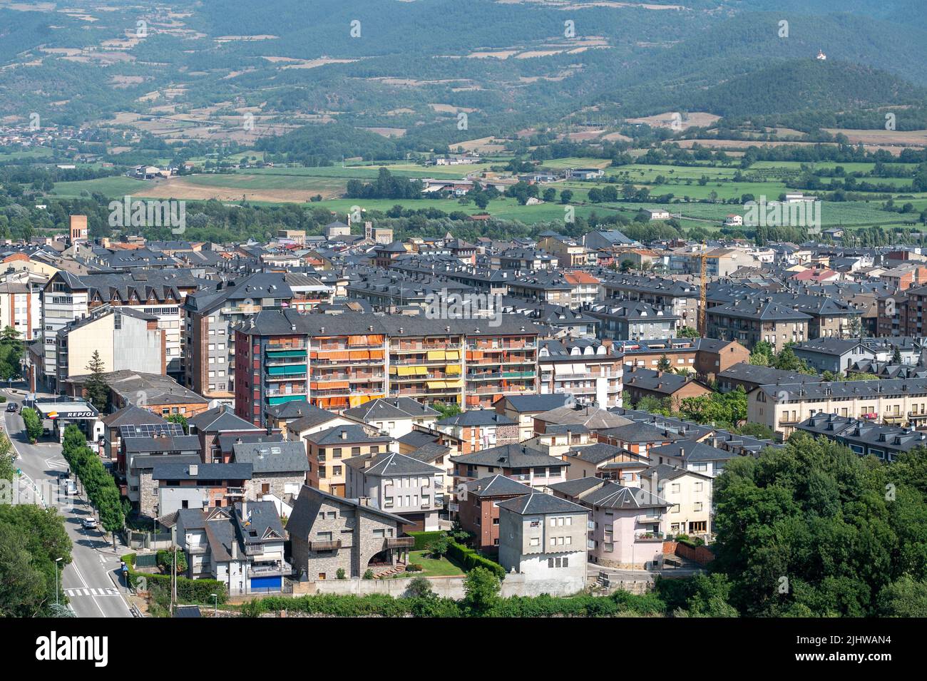 Cityscape of La Seu de Urgell in LLeida, Catalonia. Stock Photo