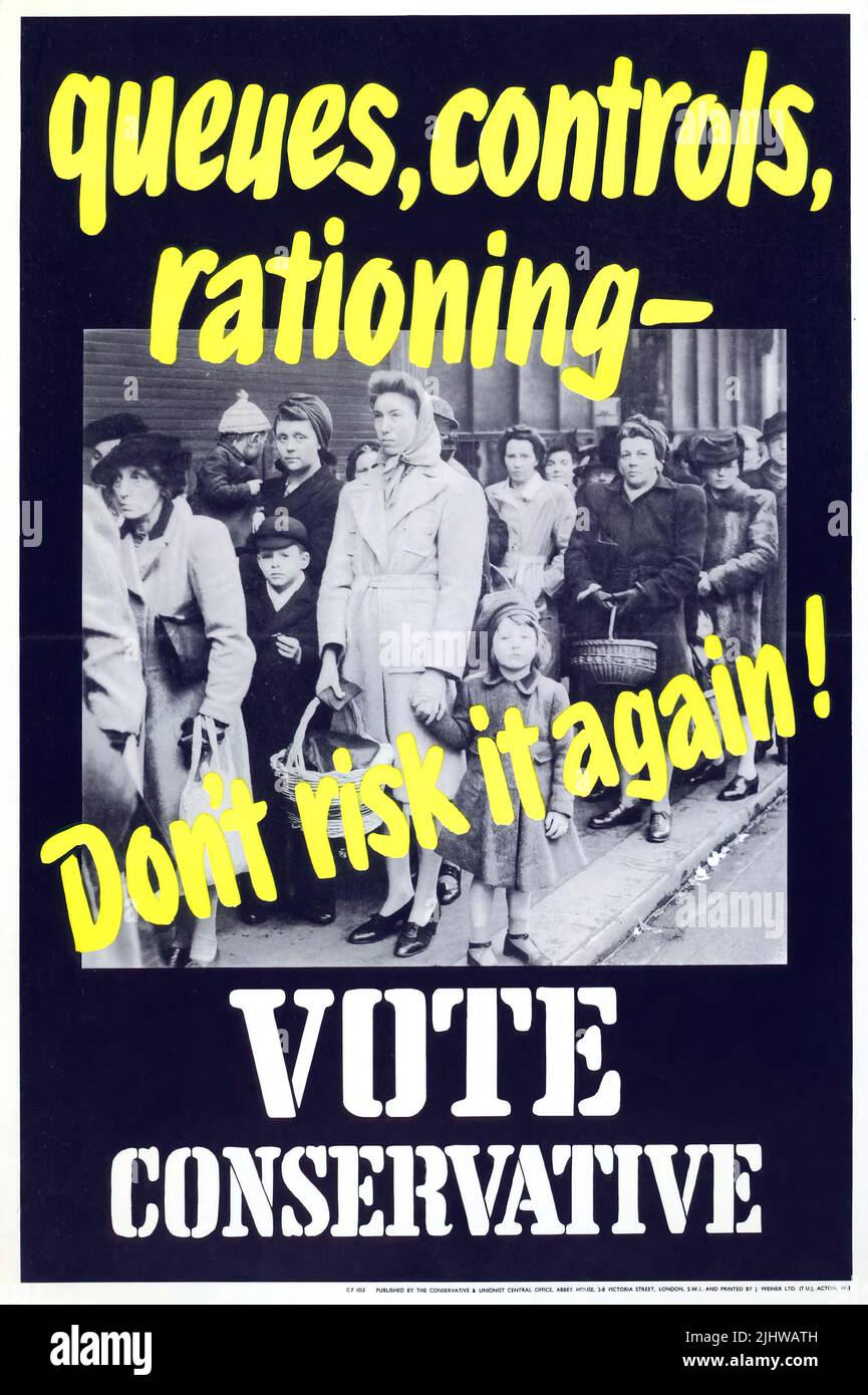 Britain Conservative Party Poster End of Food Rationing Stock Photo
