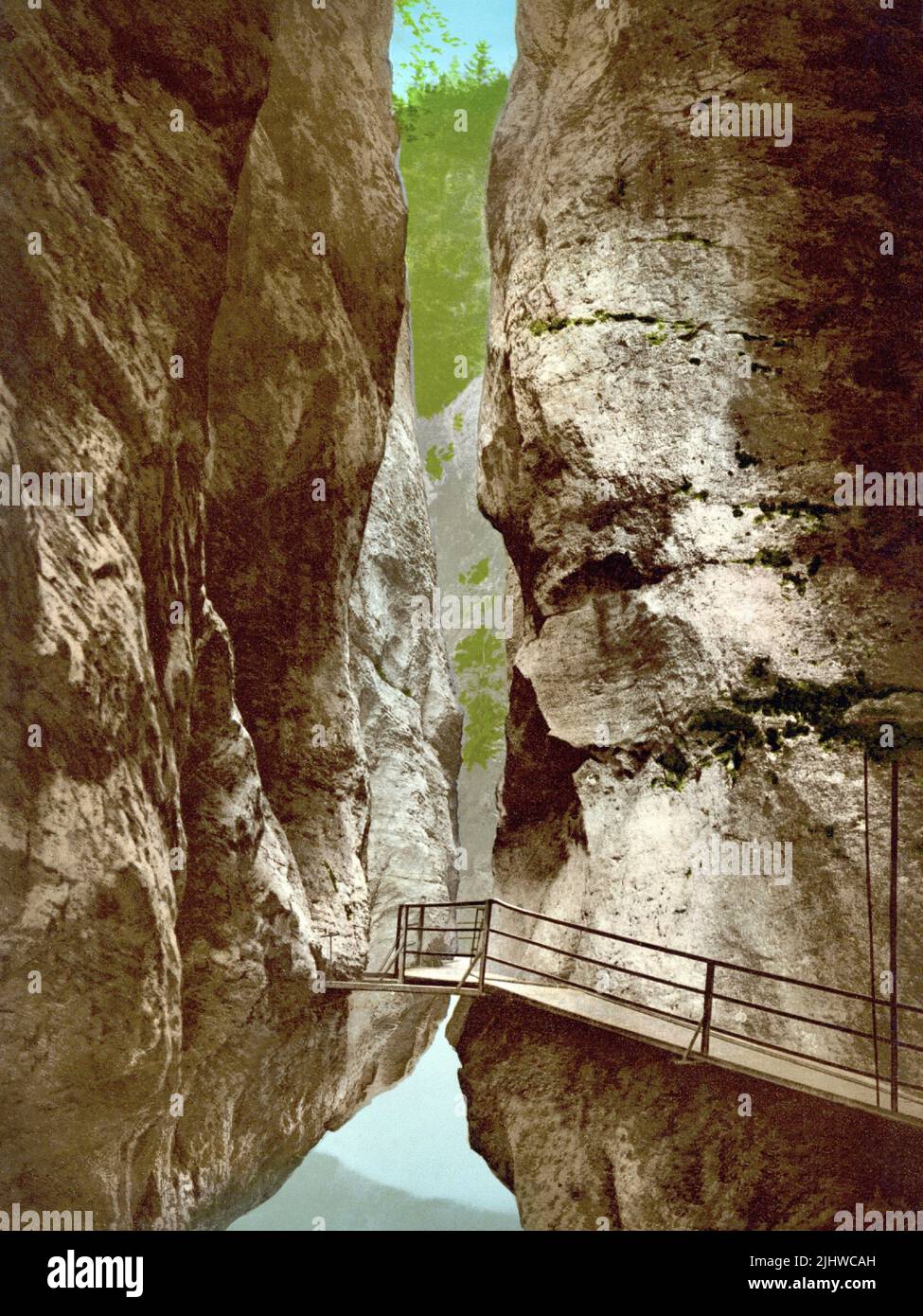 Aare Gorge, River Aare, Meiringen, Bernese Oberland, Bern,  Switzerland 1890. Stock Photo