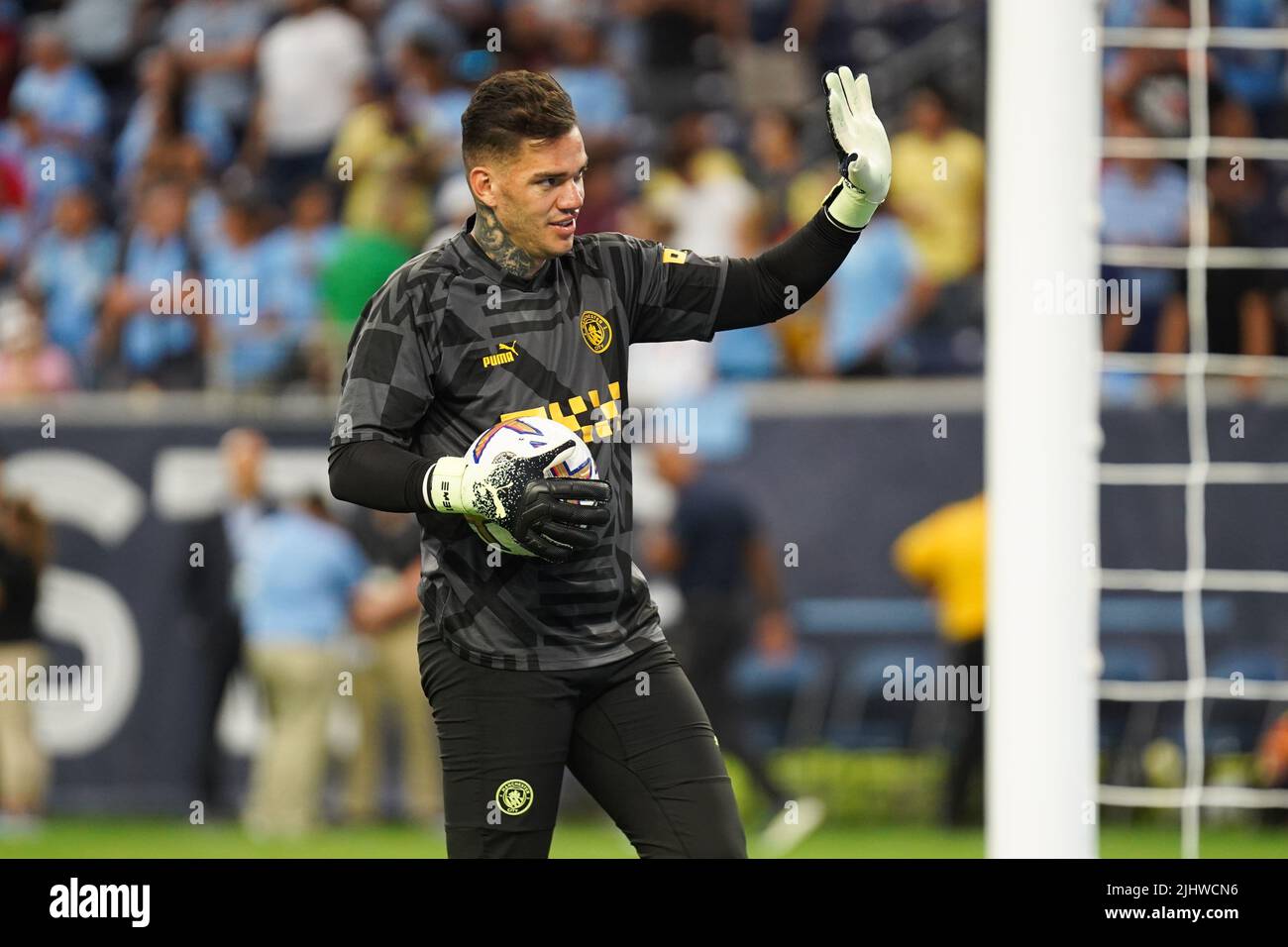 Manchester City's Ederson warms up ahead of a pre-season friendly match at NRG Stadium, Houston. Picture date: Wednesday July 20, 2022. Stock Photo