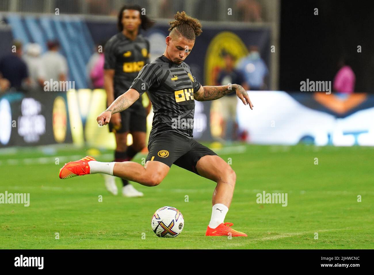 Manchester City's Kalvin Phillips warms up ahead of a pre-season friendly match at NRG Stadium, Houston. Picture date: Wednesday July 20, 2022. Stock Photo