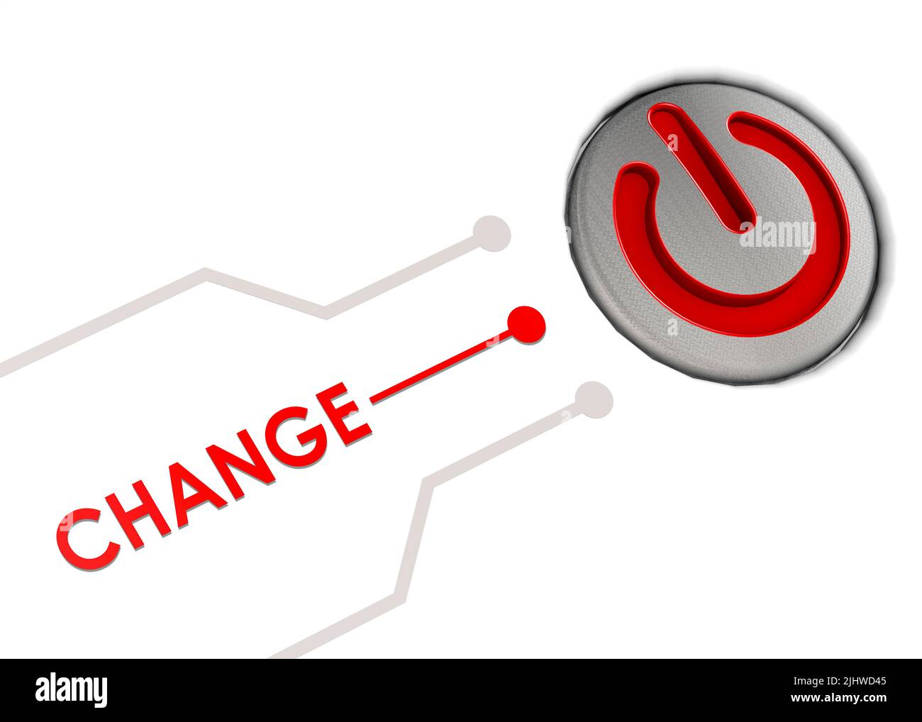 Start button with change word, 3D rendering Stock Photo
