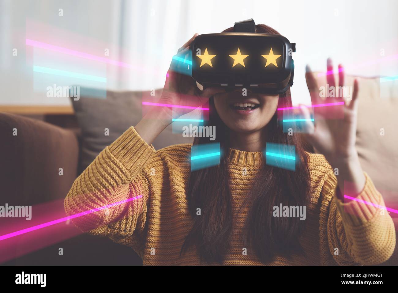 Man with hipster beard in VR glasses holding 3D models of Big Ben and  Empire State Building. Bearded man watching interactive documentary about  world heritage sites, virtual trip, educational concept Stock Photo 