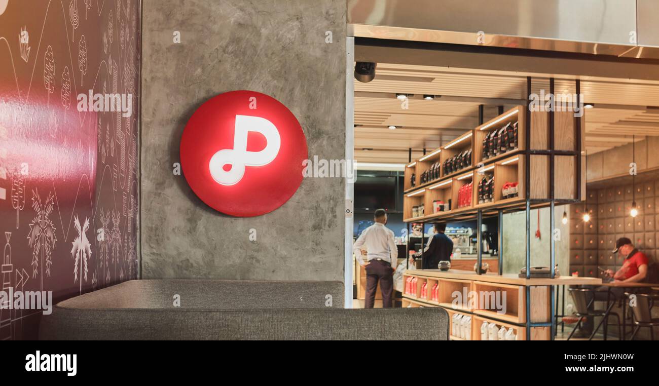 CARACAS, VENEZUELA - 2022: Store Cafe Paramo, a new coffee shop chain in Simon Bolivar Airport, Maiquetia - Venezuela. Stock Photo