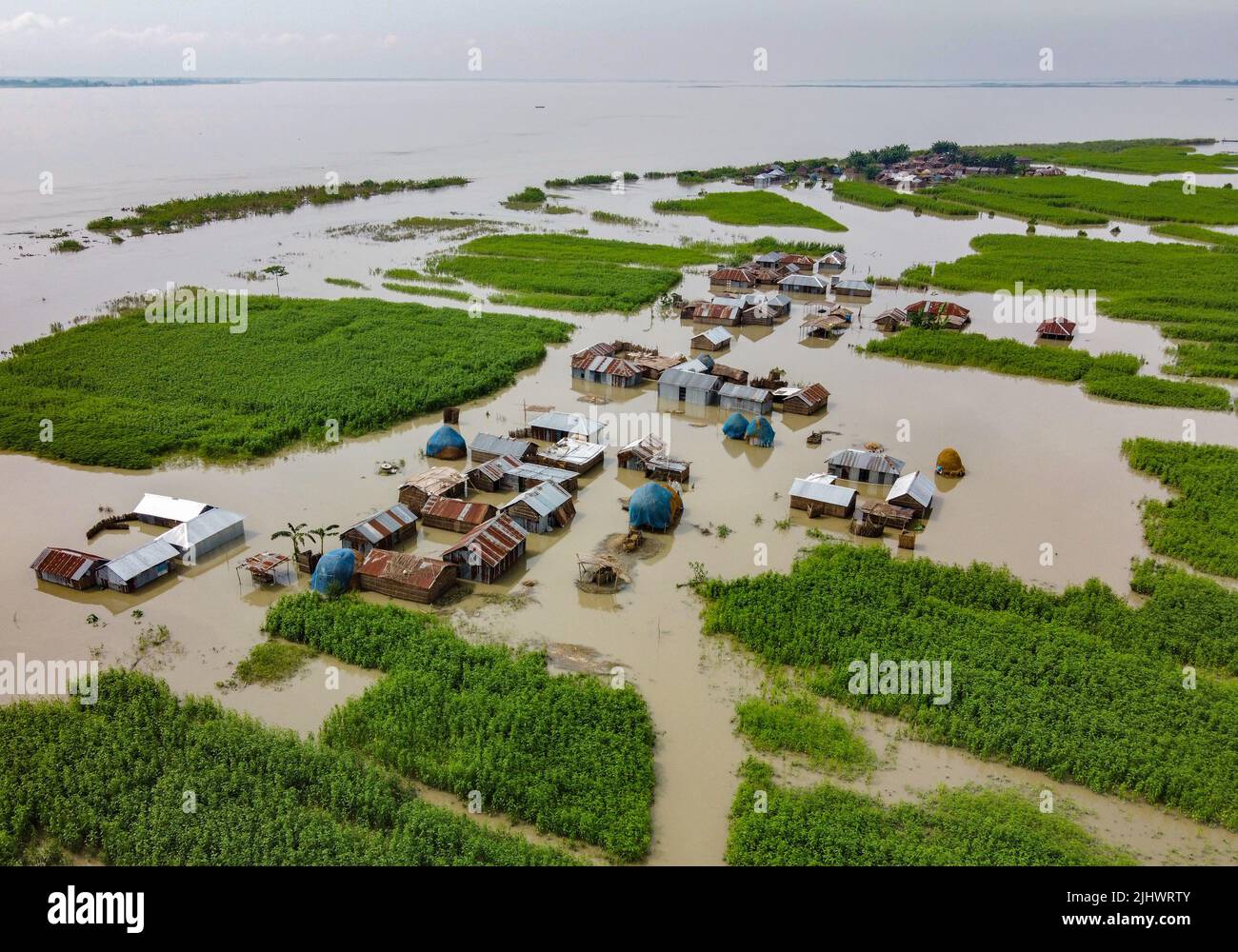 Flood affected villages in Bangladesh Stock Photo