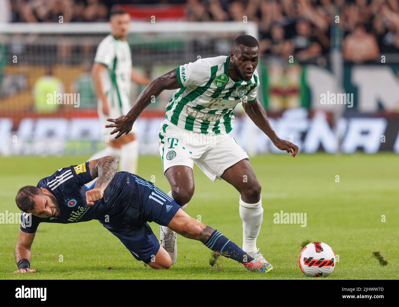 BUDAPEST, HUNGARY - JULY 13: Adama Traore of Ferencvarosi TC scores during  the UEFA Champions League 2022/23 First Qualifying Round Second Leg match  between Ferencvarosi TC and FC Tobol at Ferencvaros Stadium