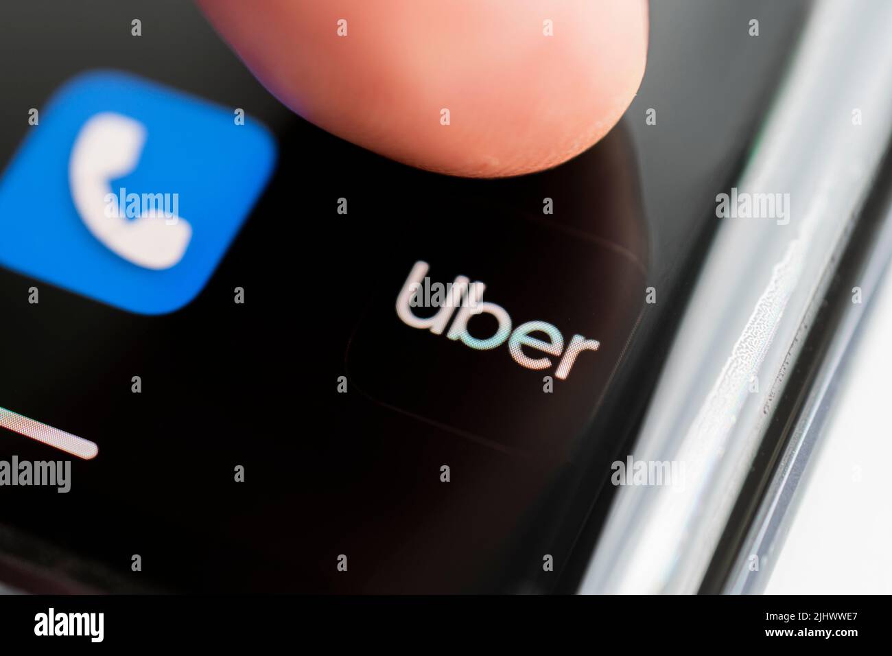 Barnaul. Russia June 20, 2022 Uber application icon on screen close-up ...