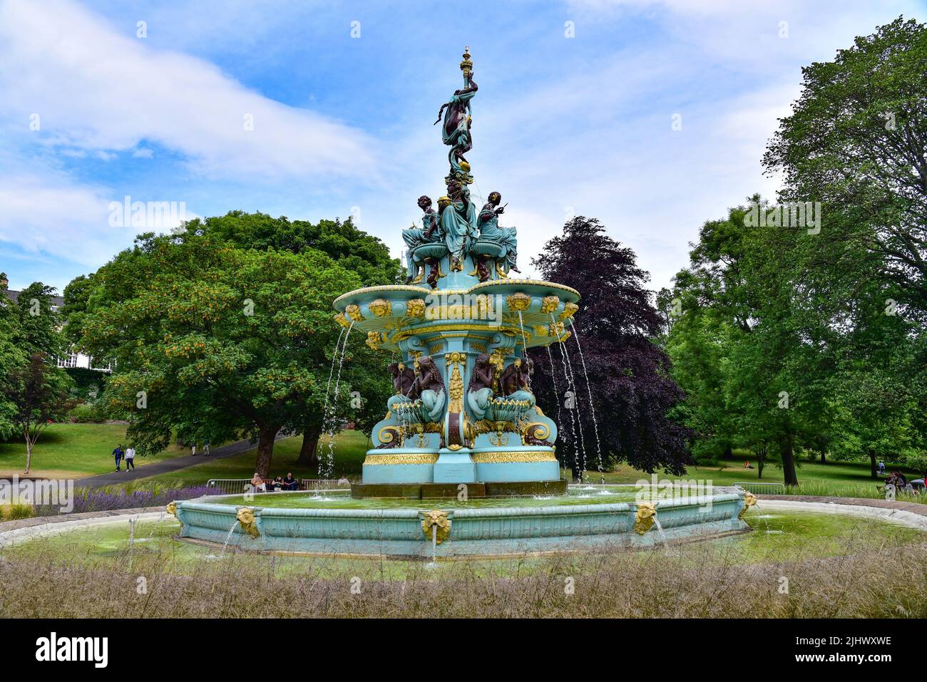 Ross Fountain in Princess Street Garden, Edinburgh, Scotland, United Kingdom, Europe Stock Photo