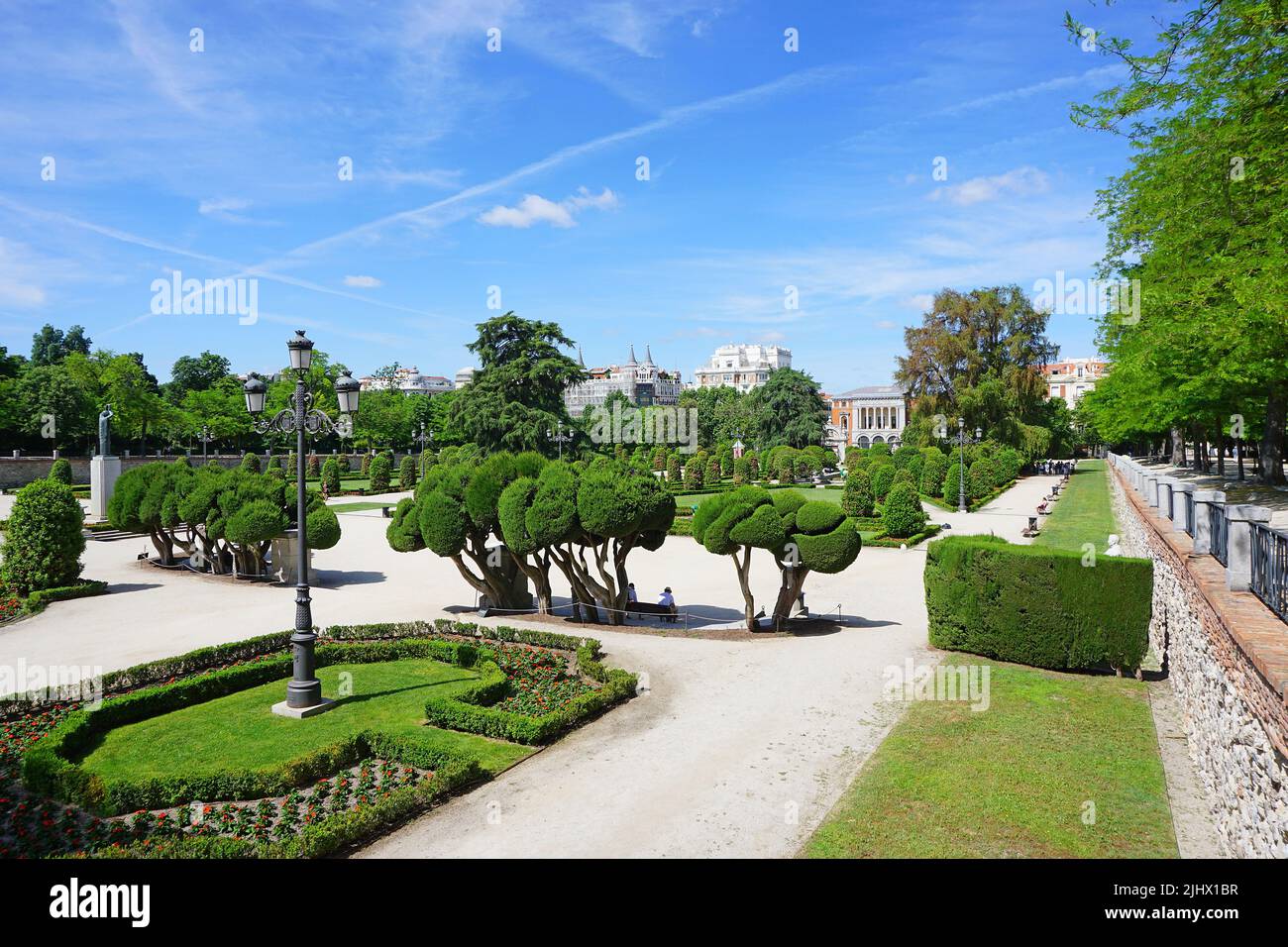 The Buen Retiro Park,Parque del Buen Retiro in Madrid, Spain.El Retiro  first belonged to the Spanish Monarchy.Late 19th century it became a public park. Stock Photo