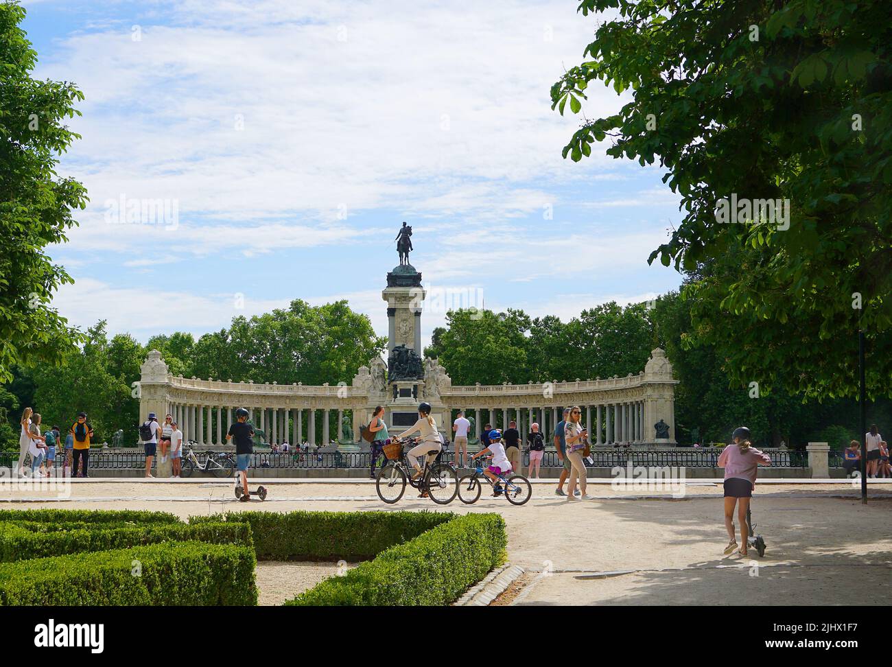 The Buen Retiro Park,Parque del Buen Retiro in Madrid, Spain.El Retiro first belonged to the Spanish Monarchy.Late 19th century it became a public park. Stock Photo
