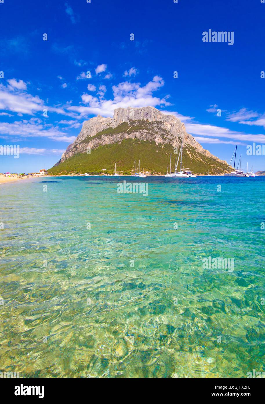 Isola di Tavolara in Sardegna (Italy) - The worderful mountain island in Sardinia region, with beach, blue sea, and incredible alpinistic trekking Stock Photo
