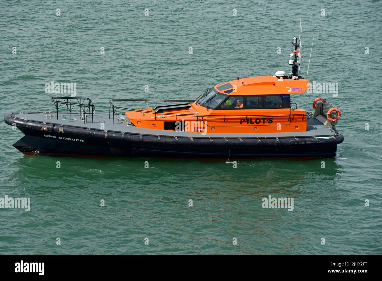 The DPC Dodder, Dublin harbour pilots new boat, delivered in March 2022 Dublin Port, Ireland, built by Goodchild Marine of Norfolk. July 2022 Stock Photo